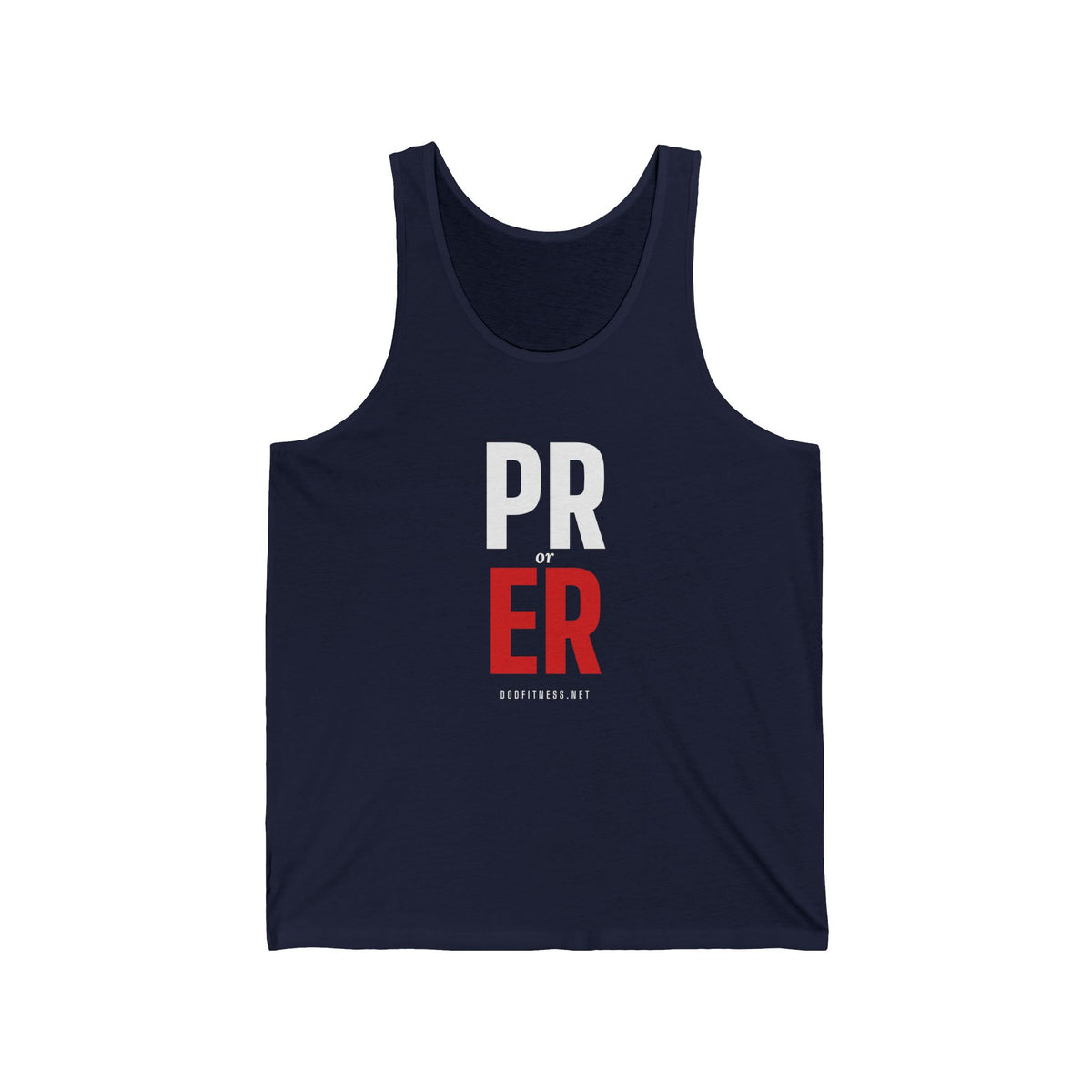 PR or ER men's tank in Navy - funny gym tank by DoD Fitness