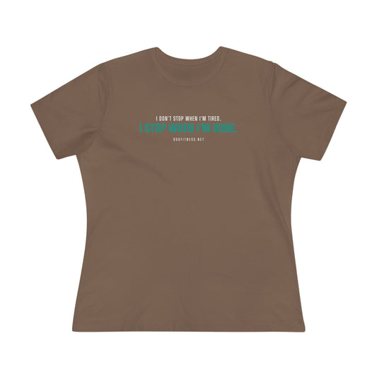 Tired women's tee in Military Green - funny gym shirt by DoD Fitness