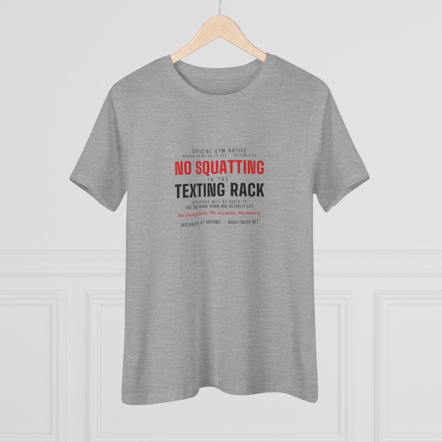 DoD Fitness - No Squatting Texting Rack Women's Tee