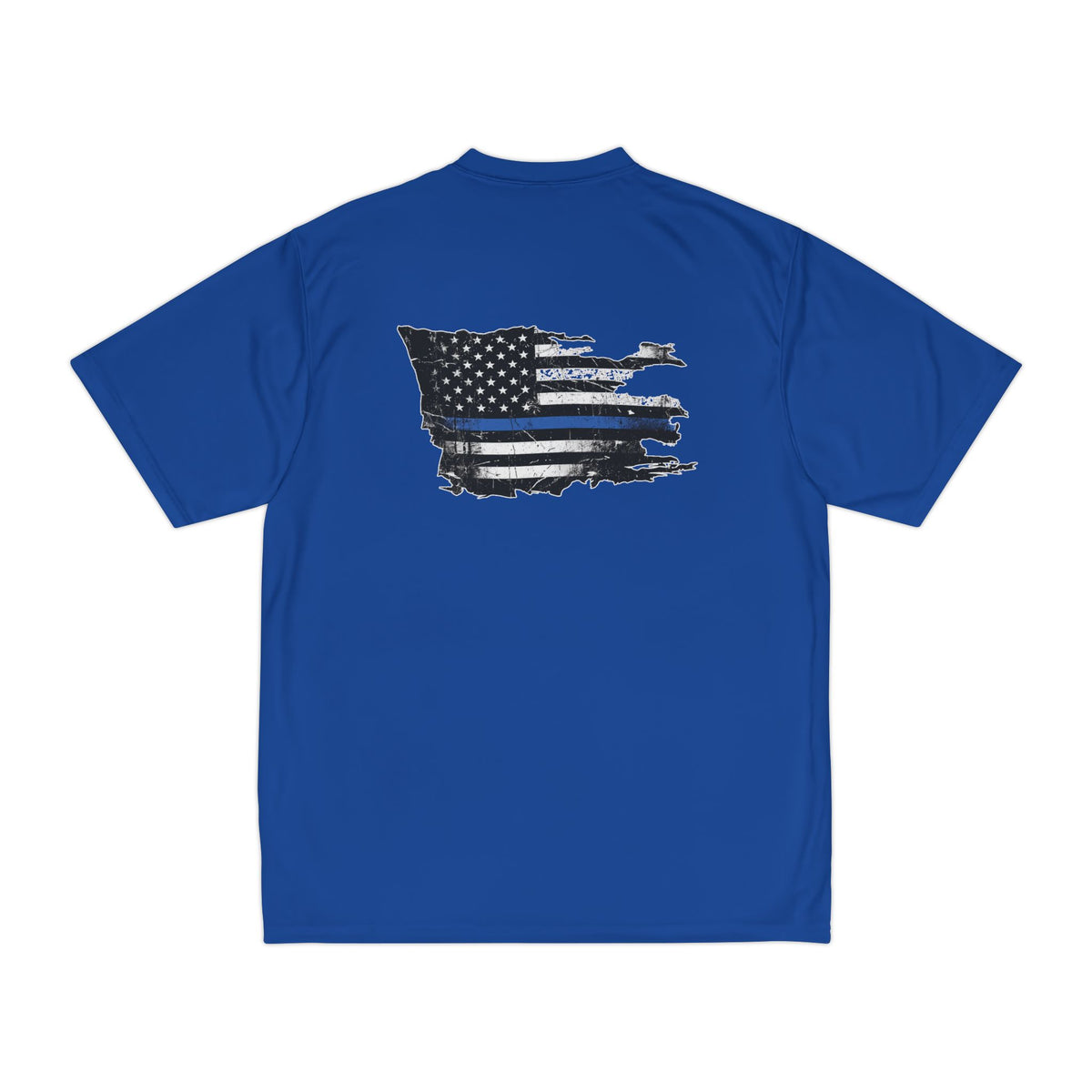 Thin Blue Line moisture wicking shirt - funny gym shirt by DoD Fitness