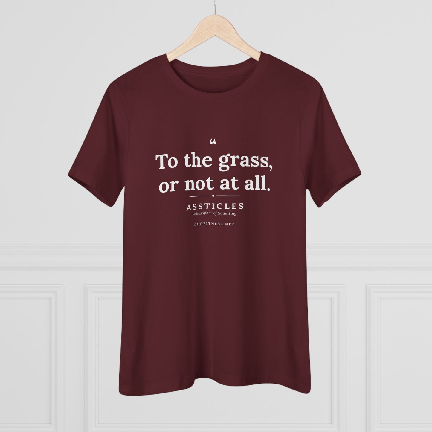 Assticles - To The Grass Or Not At All women's tee in Team Purple - funny gym shirt by DoD Fitness