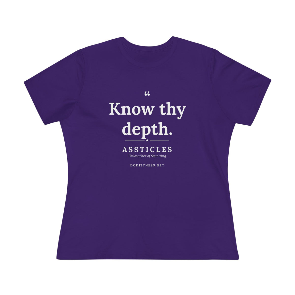 Assticles - Know Thy Depth women's tee - funny gym shirt by DoD Fitness