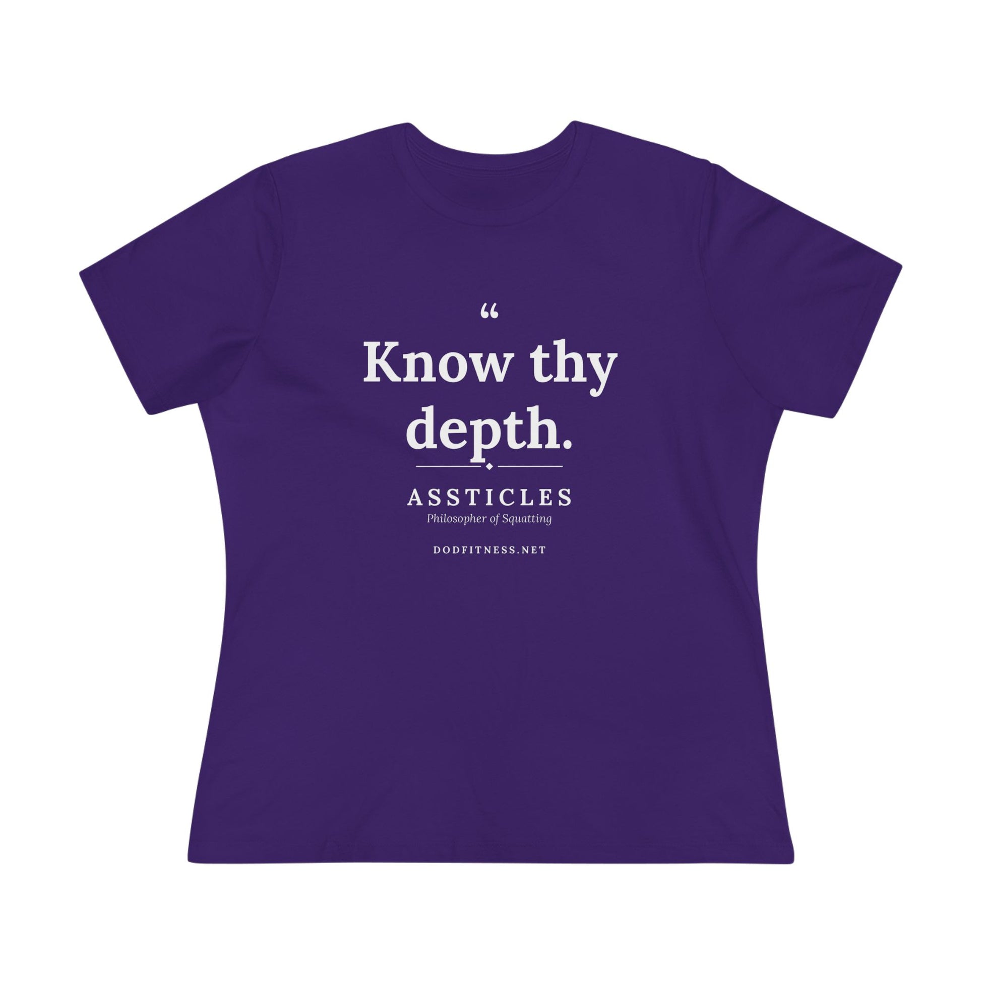 Assticles - Know Thy Depth women's tee - funny gym shirt by DoD Fitness