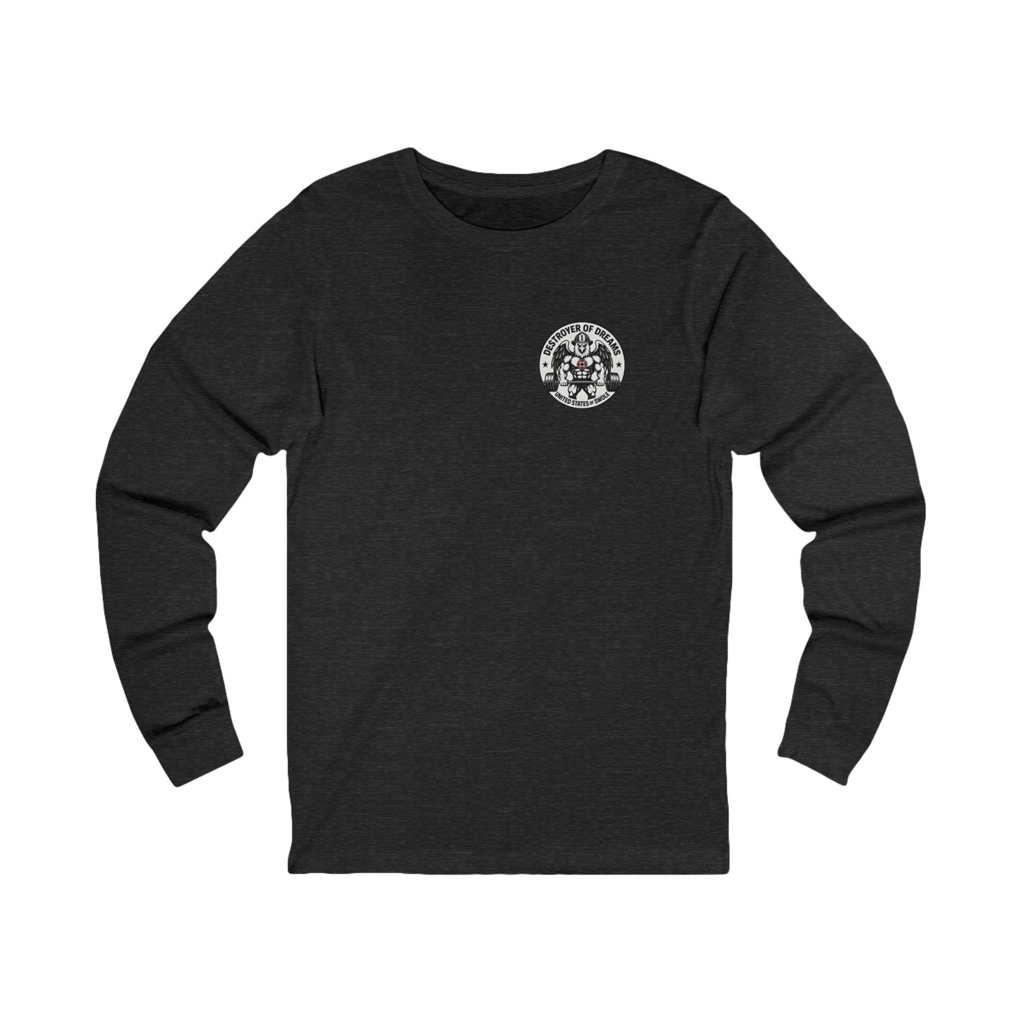 Thin Red Line long sleeve in Dark Grey Heather - funny gym shirt by DoD Fitness