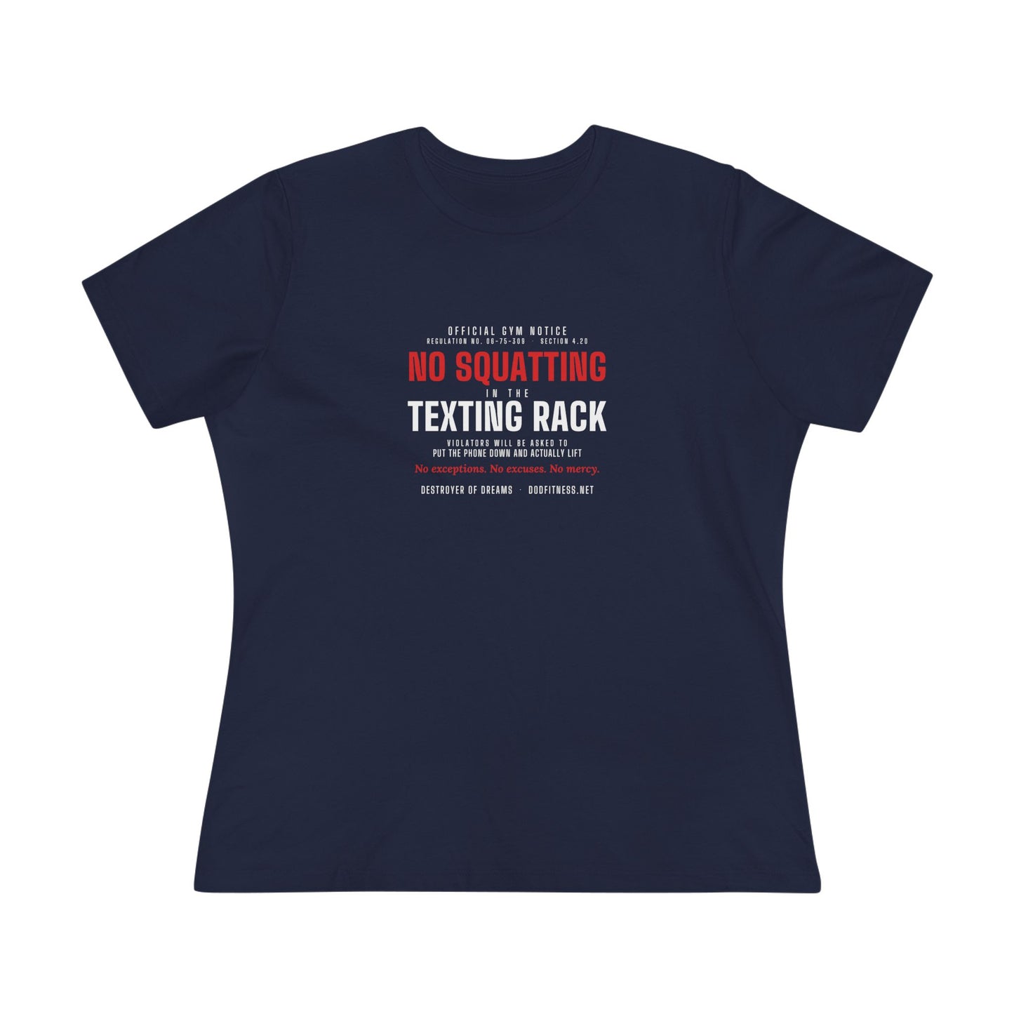 DoD Fitness - No Squatting Texting Rack Women's Tee