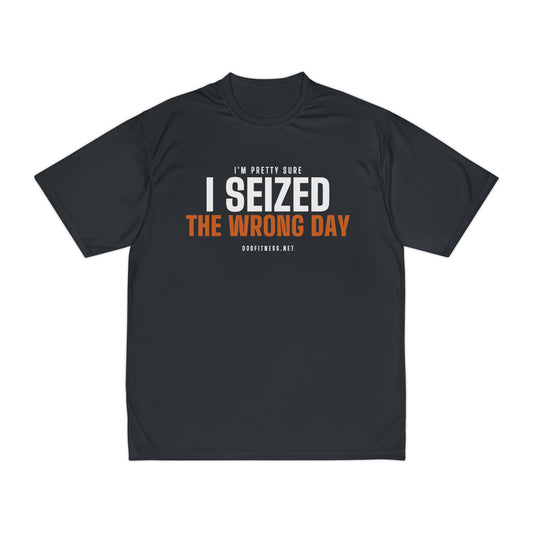 Seized Wrong Day performance tee in Black - funny gym shirt by DoD Fitness