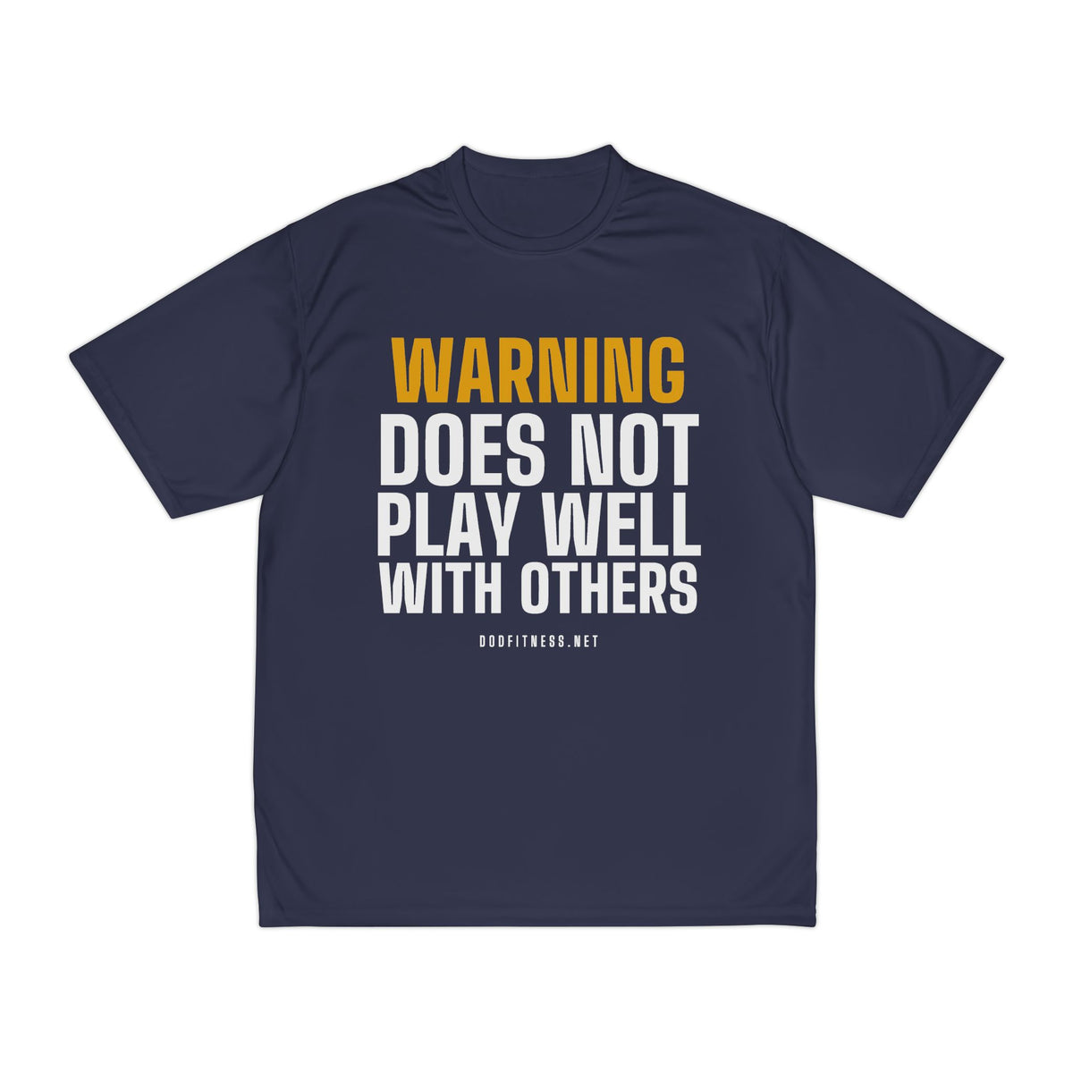Warning Label performance tee in Navy - funny gym shirt by DoD Fitness