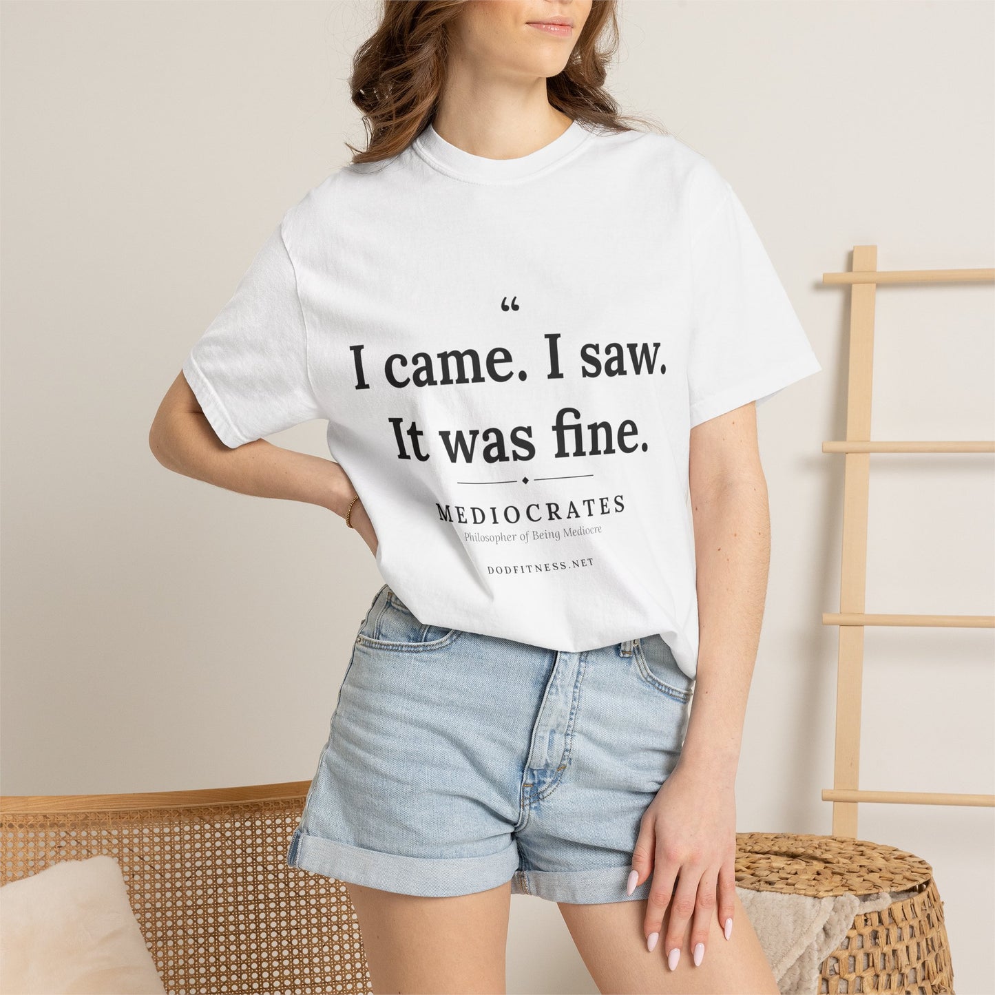 Mediocrates - I Came I Saw It Was Fine men's tee in White - funny gym shirt by DoD Fitness