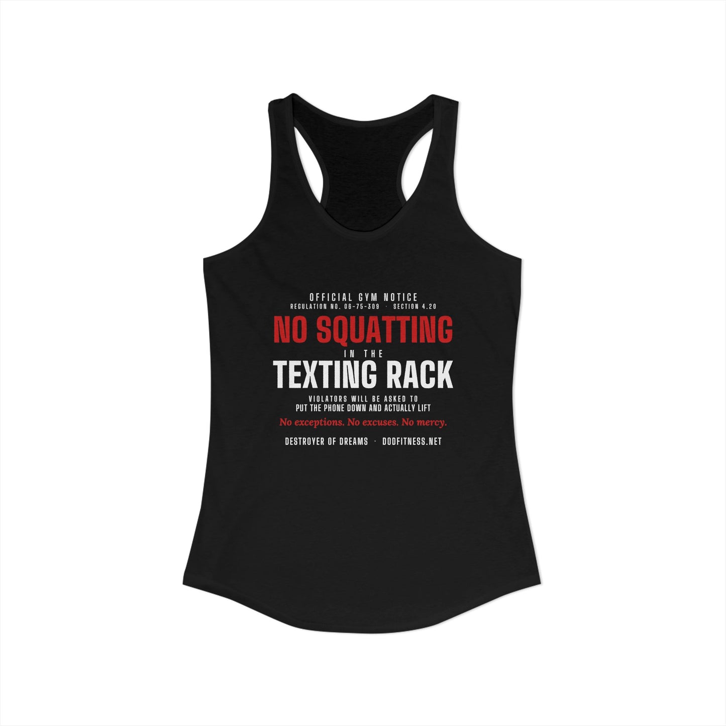 DoD Fitness - No Squatting Texting Rack Women's Tank
