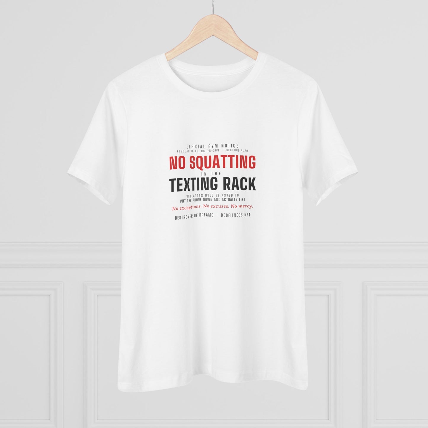 DoD Fitness - No Squatting Texting Rack Women's Tee
