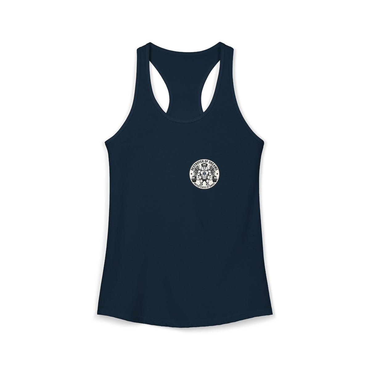 Thin Green Line women's tank in Solid Midnight Navy - funny gym shirt by DoD Fitness