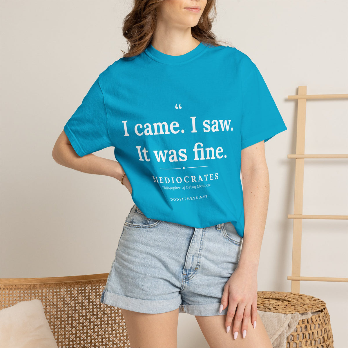 Mediocrates - I Came I Saw It Was Fine men's tee in Sapphire - funny gym shirt by DoD Fitness