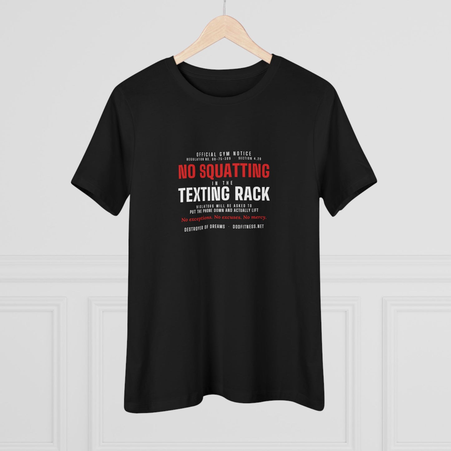 DoD Fitness - No Squatting Texting Rack Women's Tee