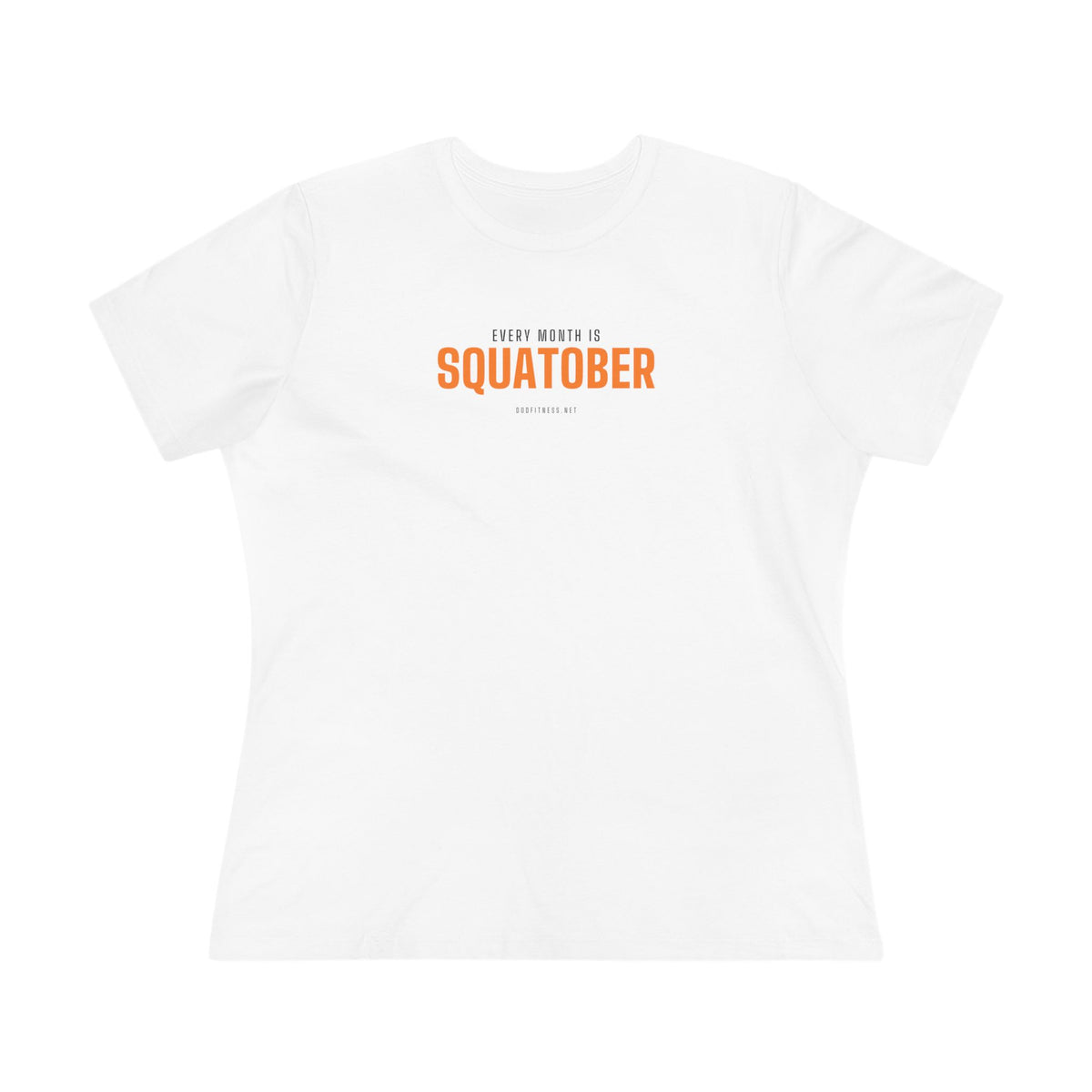 Squatober women's tee in White - funny gym shirt by DoD Fitness
