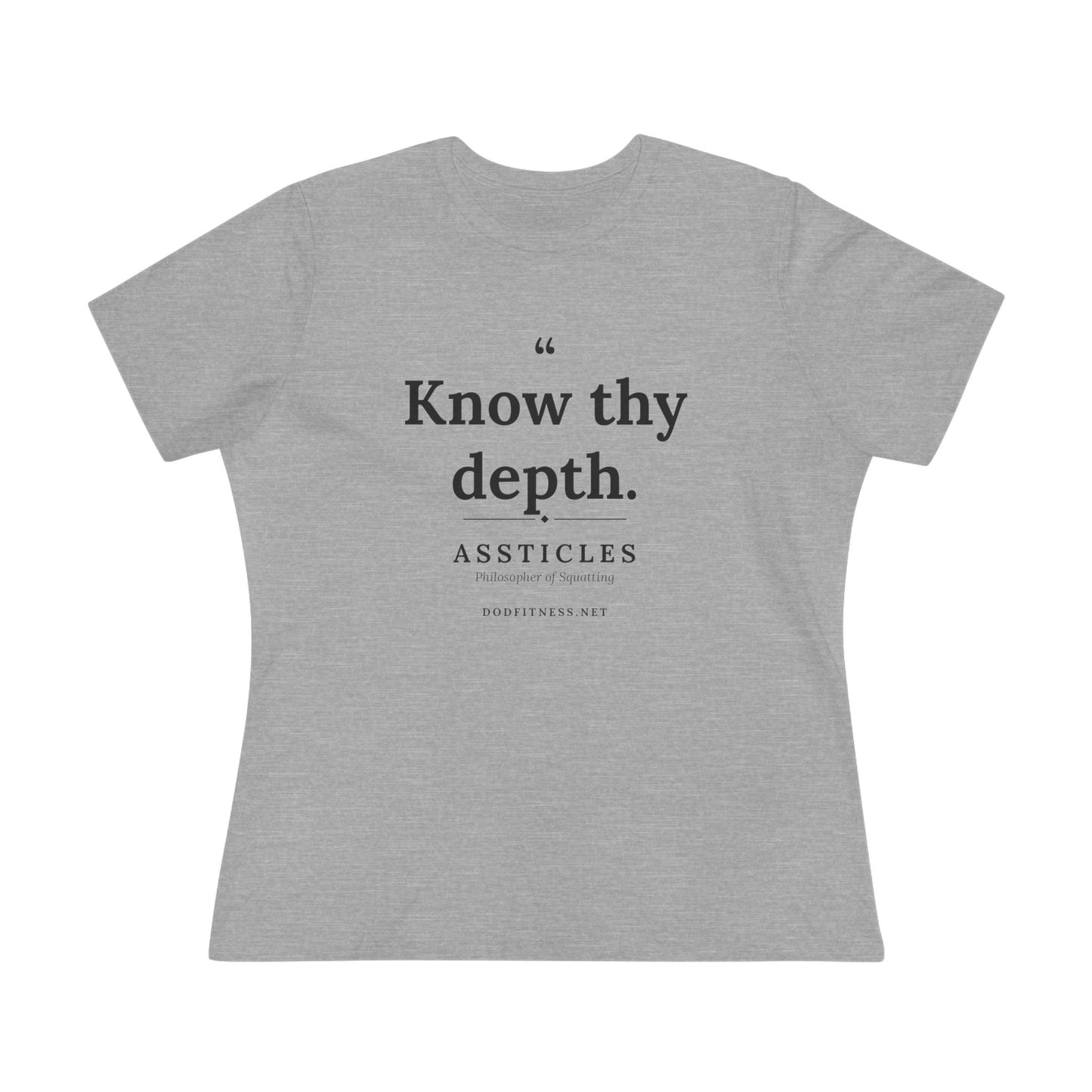 Assticles - Know Thy Depth women's tee - funny gym shirt by DoD Fitness