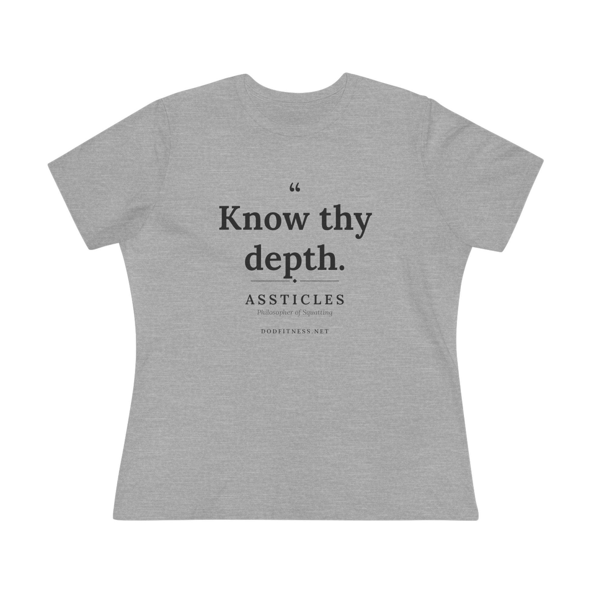 Assticles - Know Thy Depth women's tee - funny gym shirt by DoD Fitness