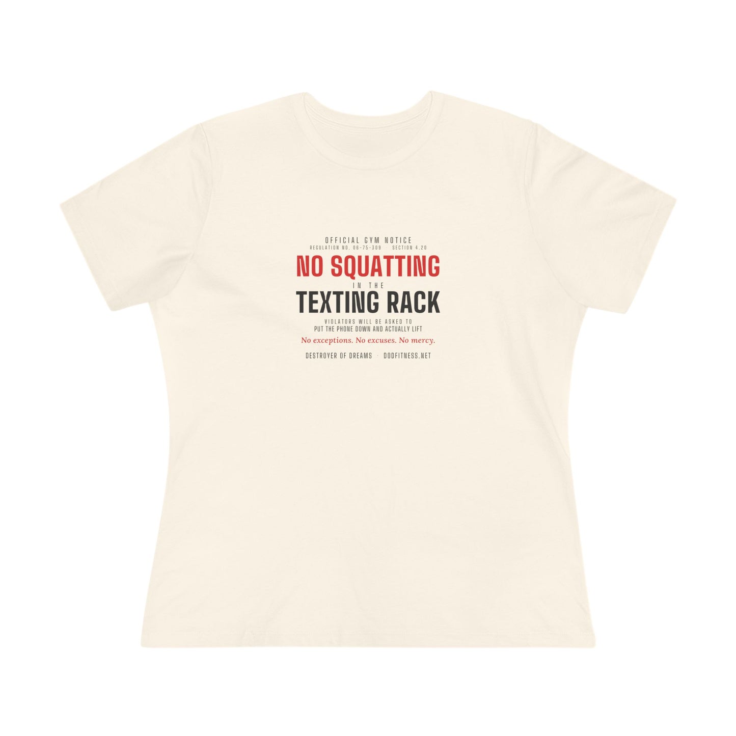 DoD Fitness - No Squatting Texting Rack Women's Tee