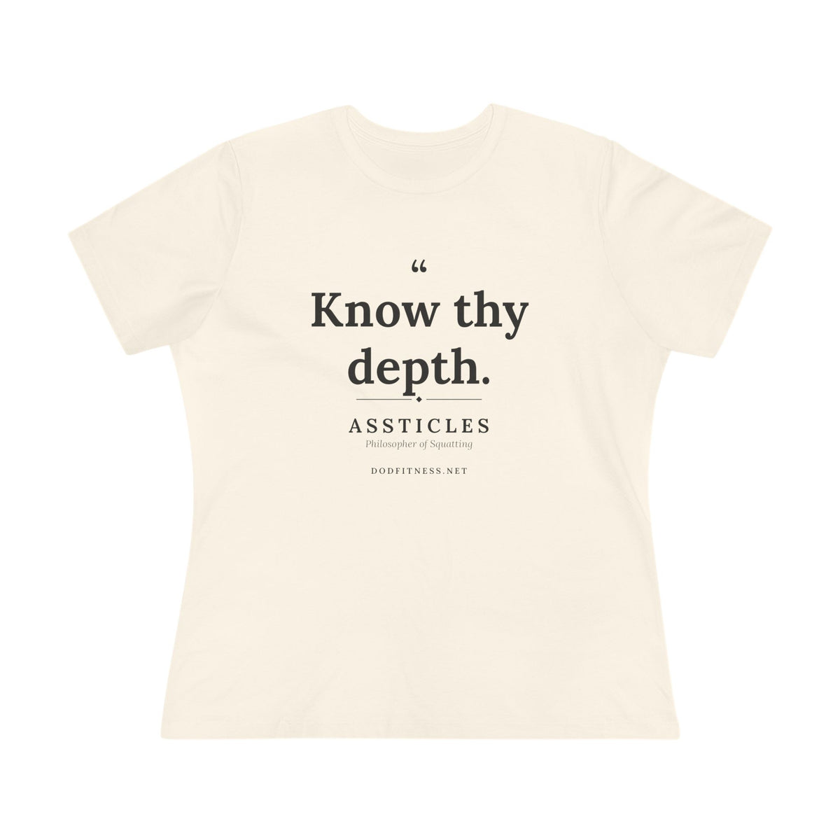 Assticles - Know Thy Depth women's tee - funny gym shirt by DoD Fitness