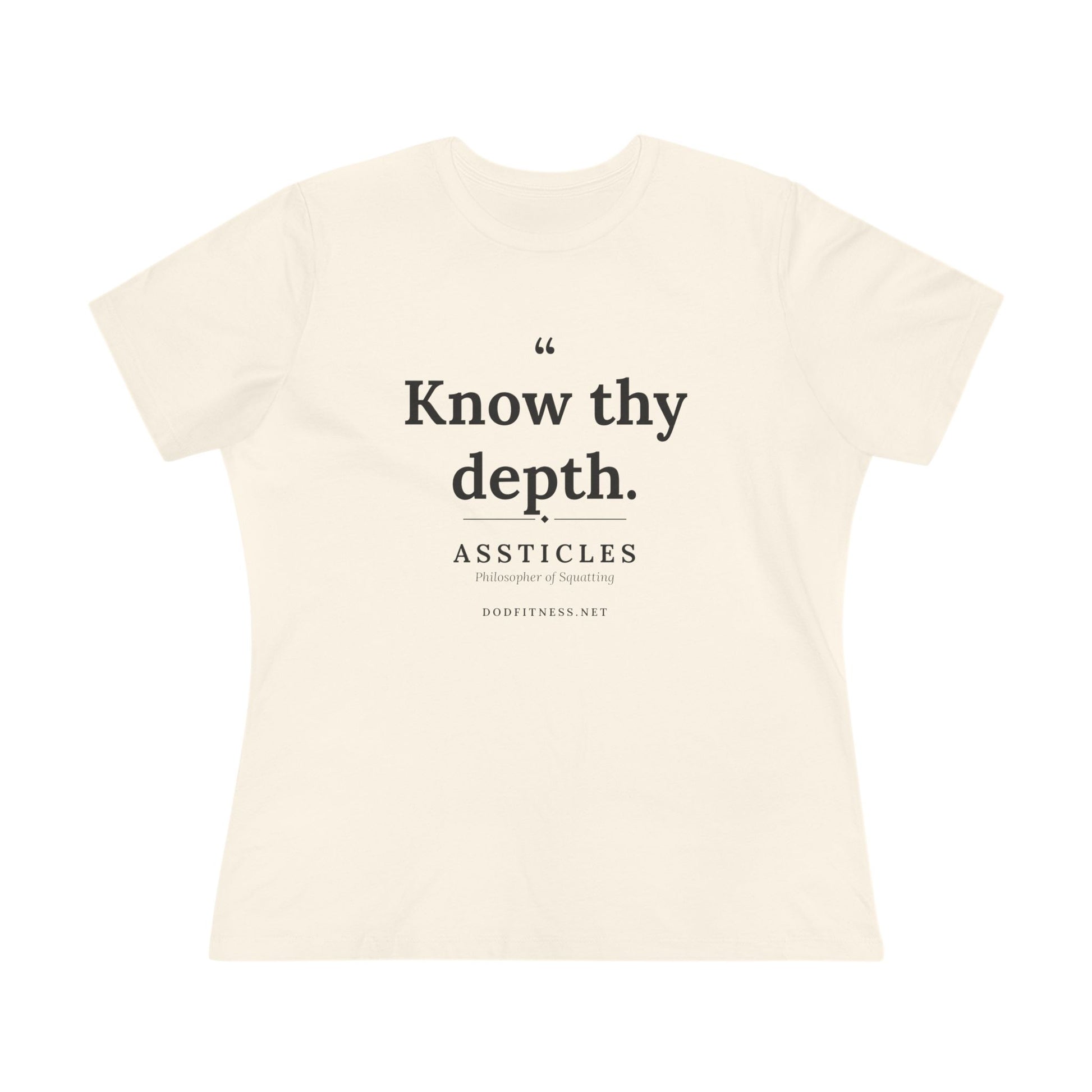 Assticles - Know Thy Depth women's tee - funny gym shirt by DoD Fitness
