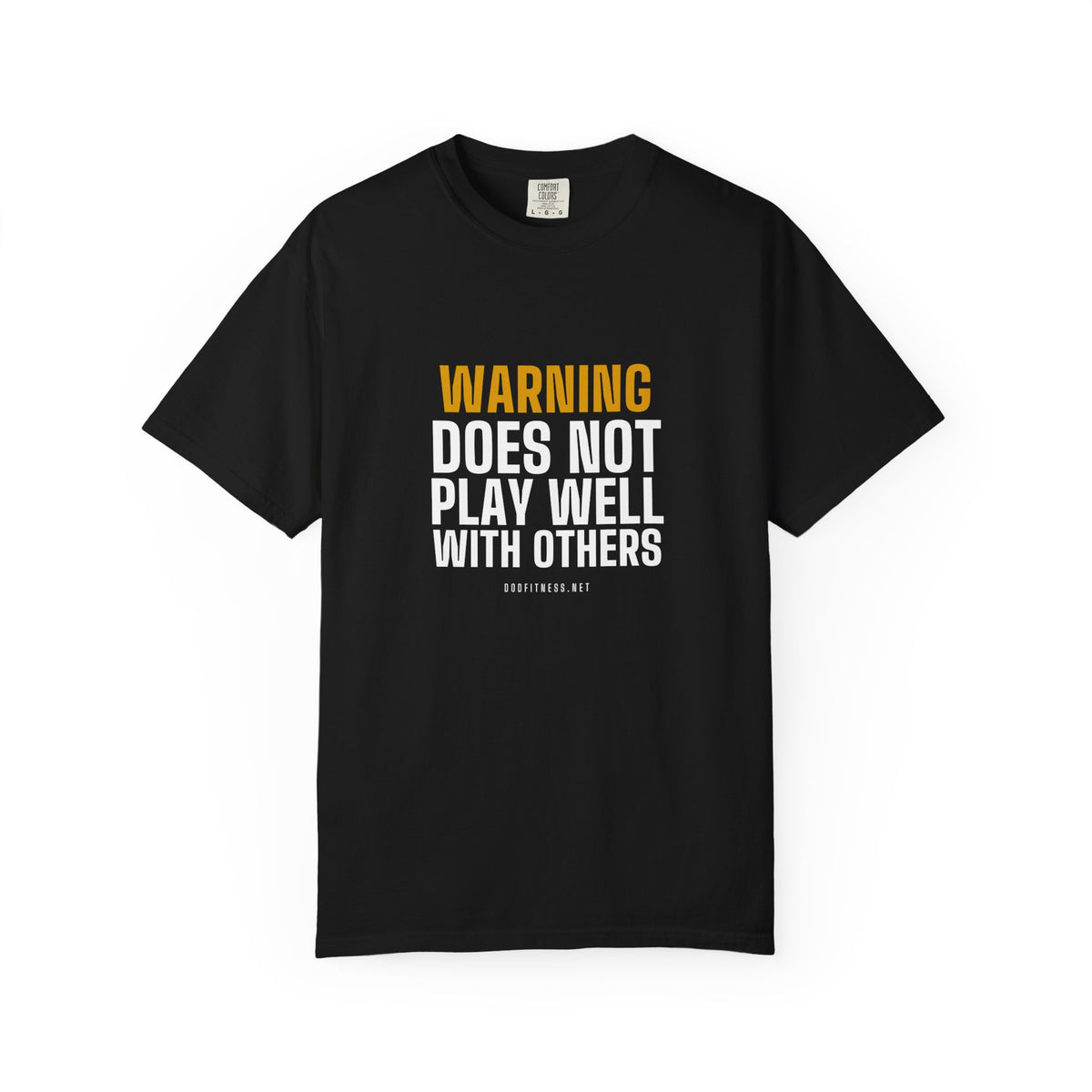 Warning Label men's tee in Black - funny gym shirt by DoD Fitness