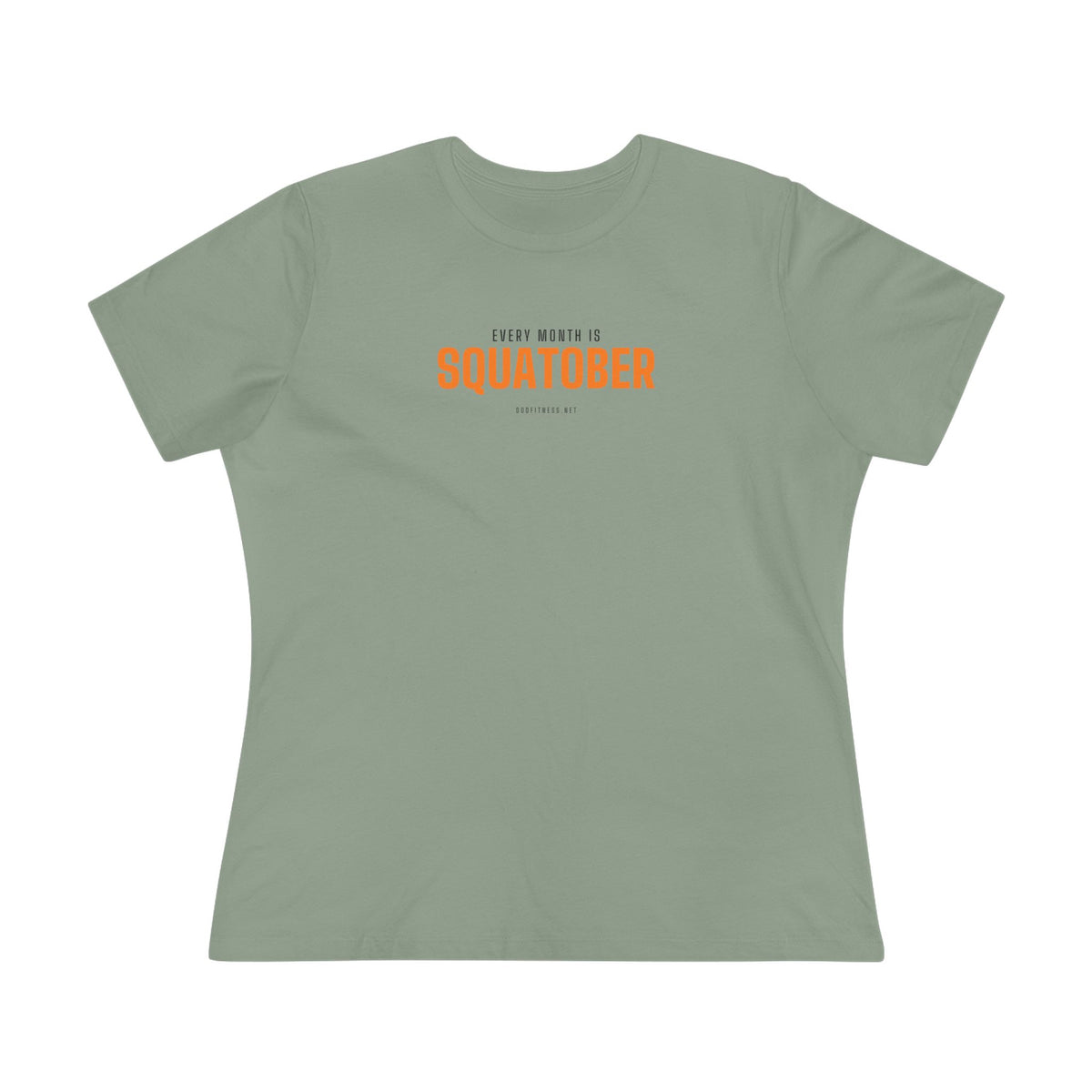 Squatober women's tee in Sage - funny gym shirt by DoD Fitness