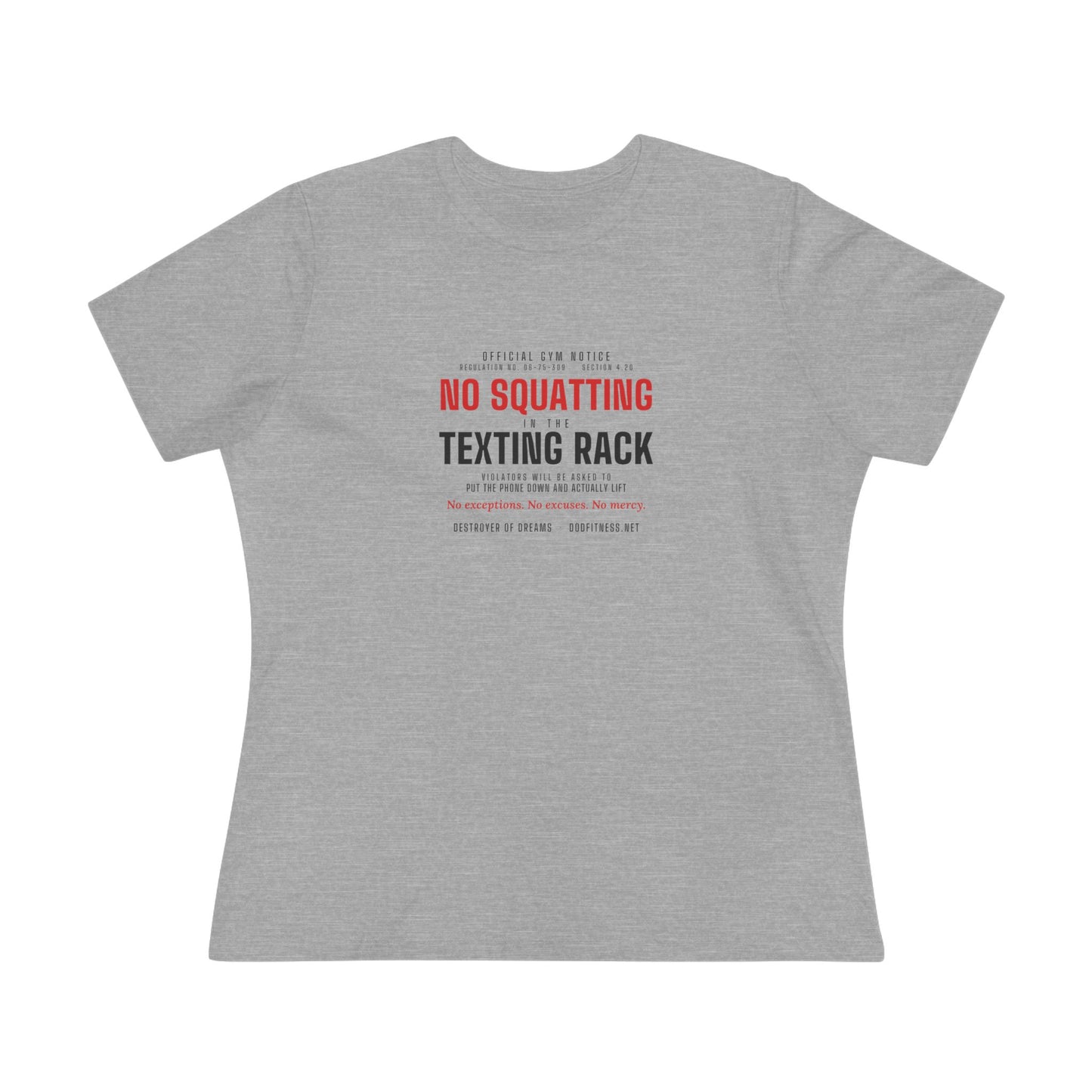 DoD Fitness - No Squatting Texting Rack Women's Tee