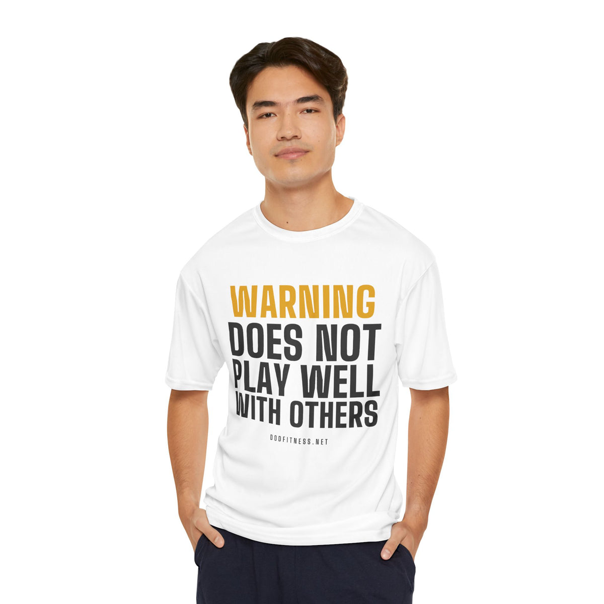 Warning Label performance tee - funny gym shirt by DoD Fitness