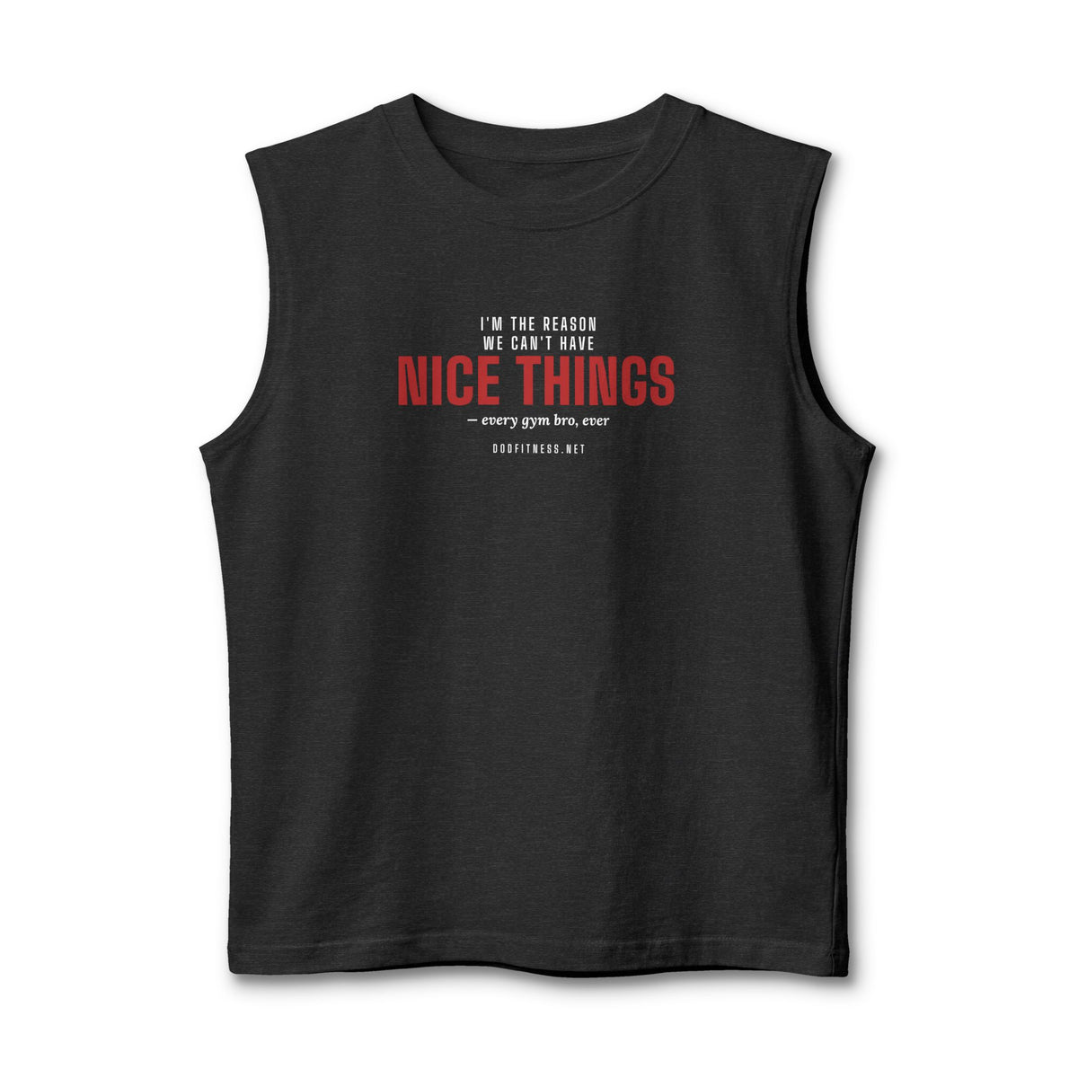 Nice Things stringer tank in Dark Grey Heather - funny gym tank by DoD Fitness