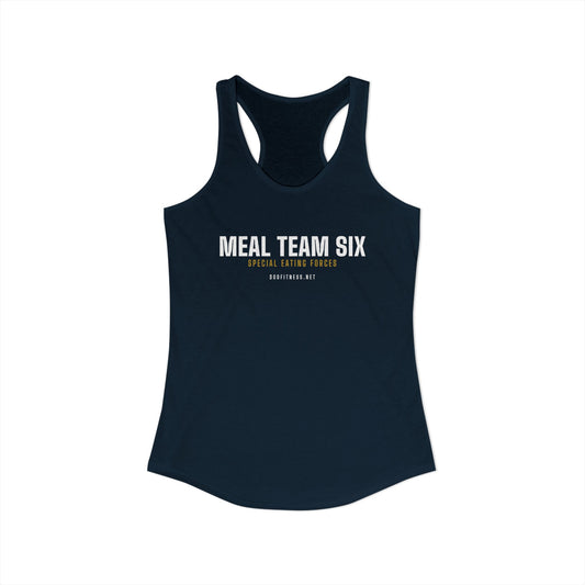 MEAL Team 6 - Special Eating Forces women's racerback tank in Solid Midnight Navy - funny gym tank by DoD Fitness