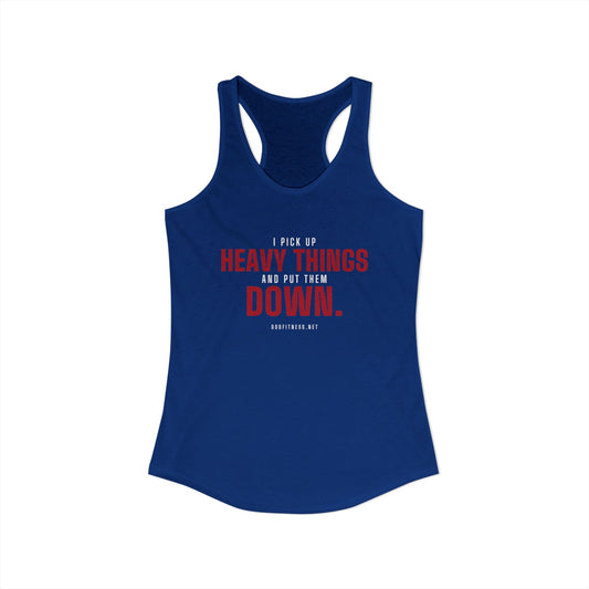 Heavy Things women's racerback tank in Solid Royal - funny gym tank by DoD Fitness