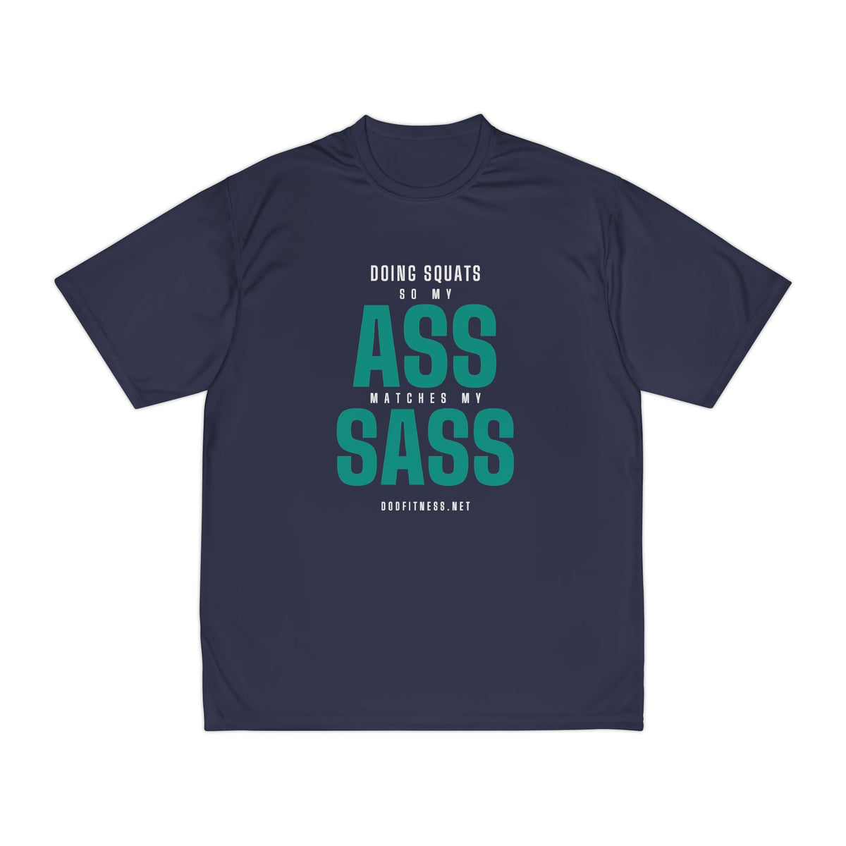 Ass Sass moisture wicking shirt in Navy - funny gym shirt by DoD Fitness