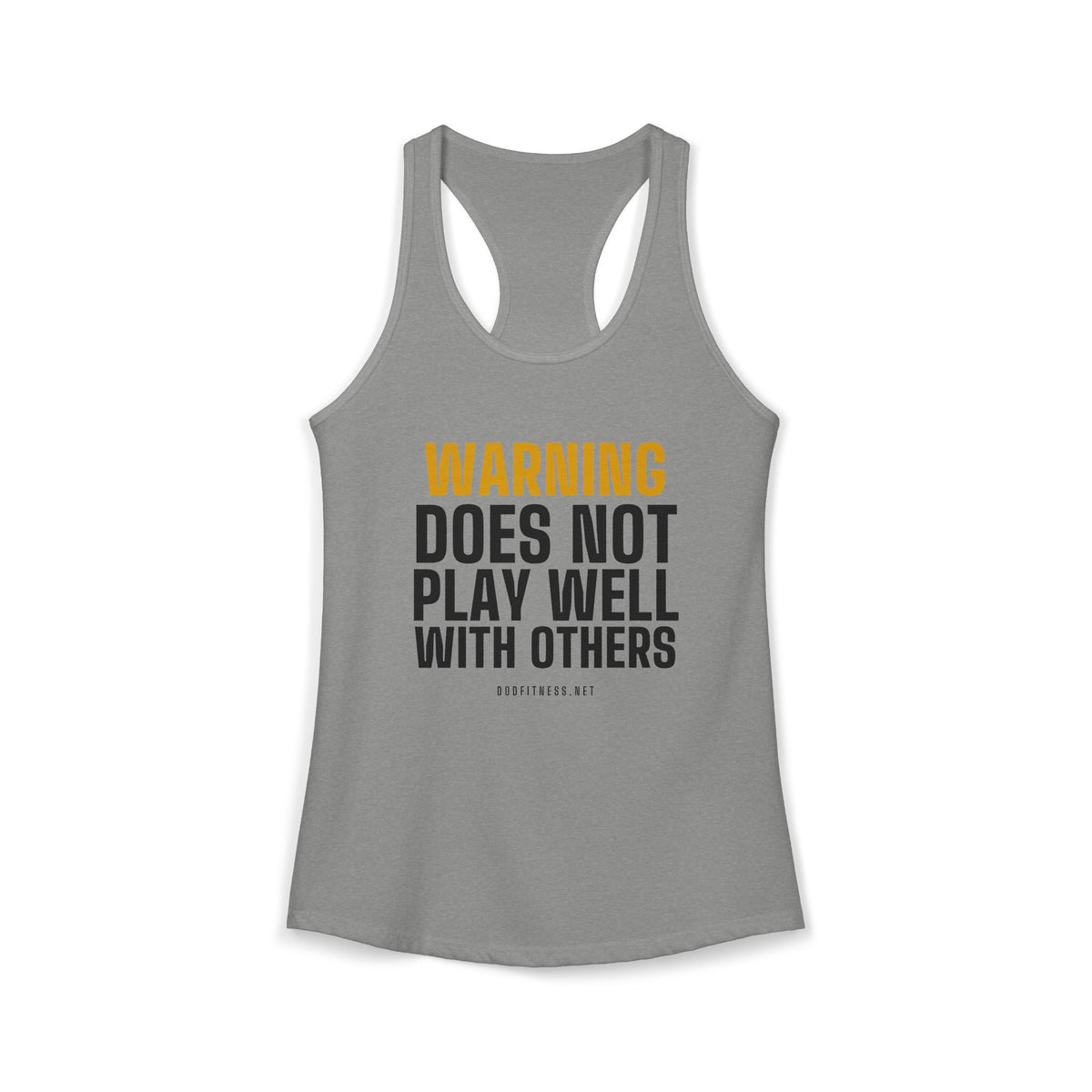 Warning Label women's racerback tank - funny gym tank by DoD Fitness