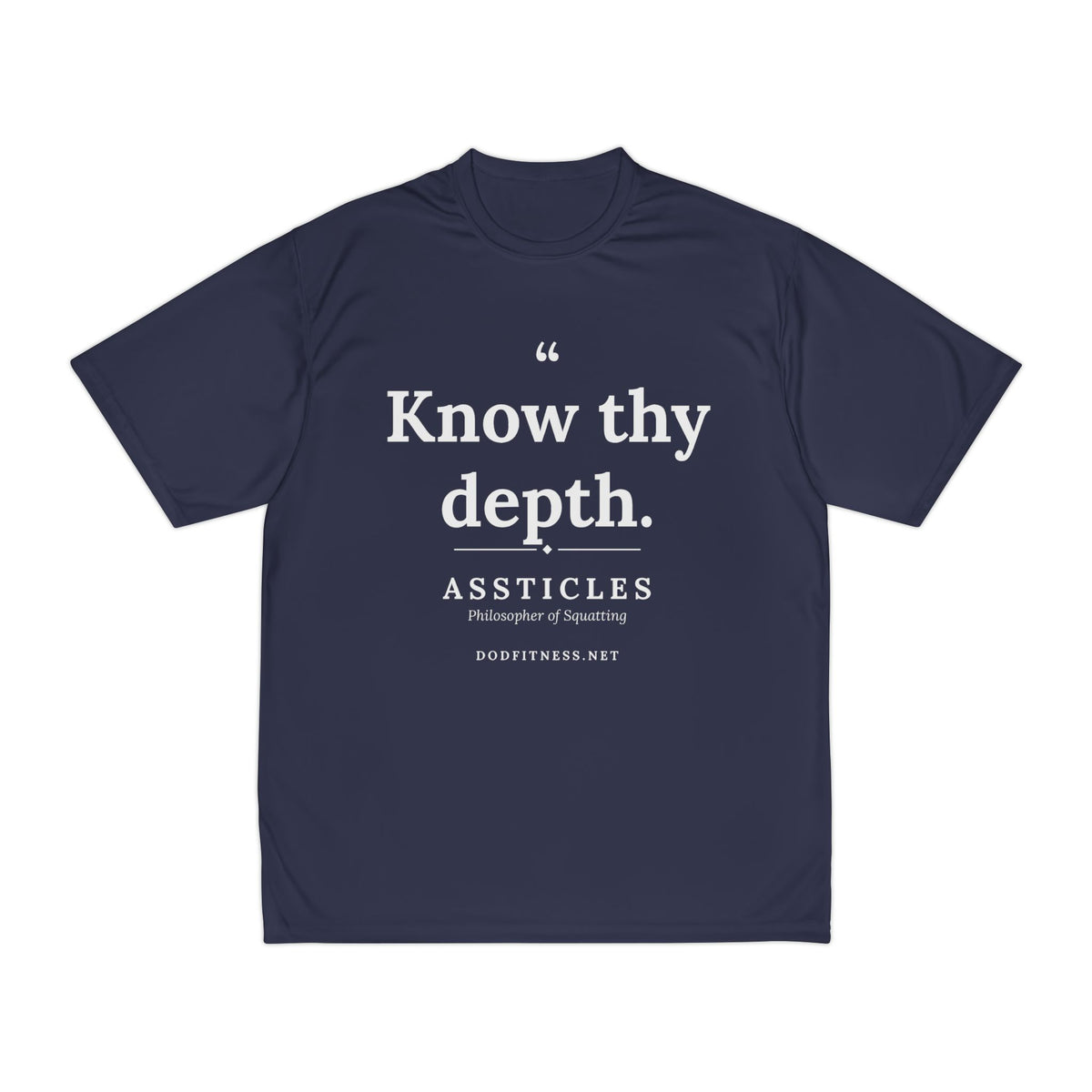 Assticles - Know Thy Depth performance tee - funny gym shirt by DoD Fitness