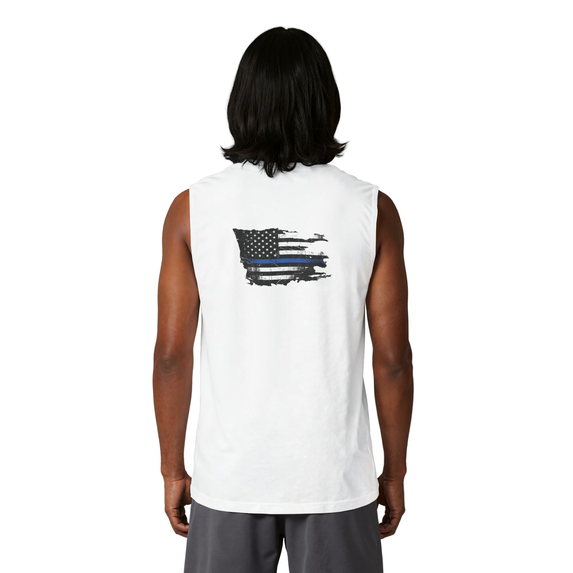 Thin Blue Line stringer tank - funny gym shirt by DoD Fitness