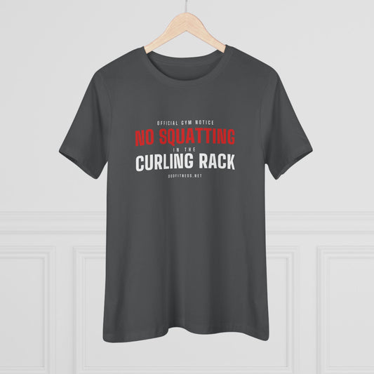 Curling Rack women's tee in Asphalt - funny gym shirt by DoD Fitness