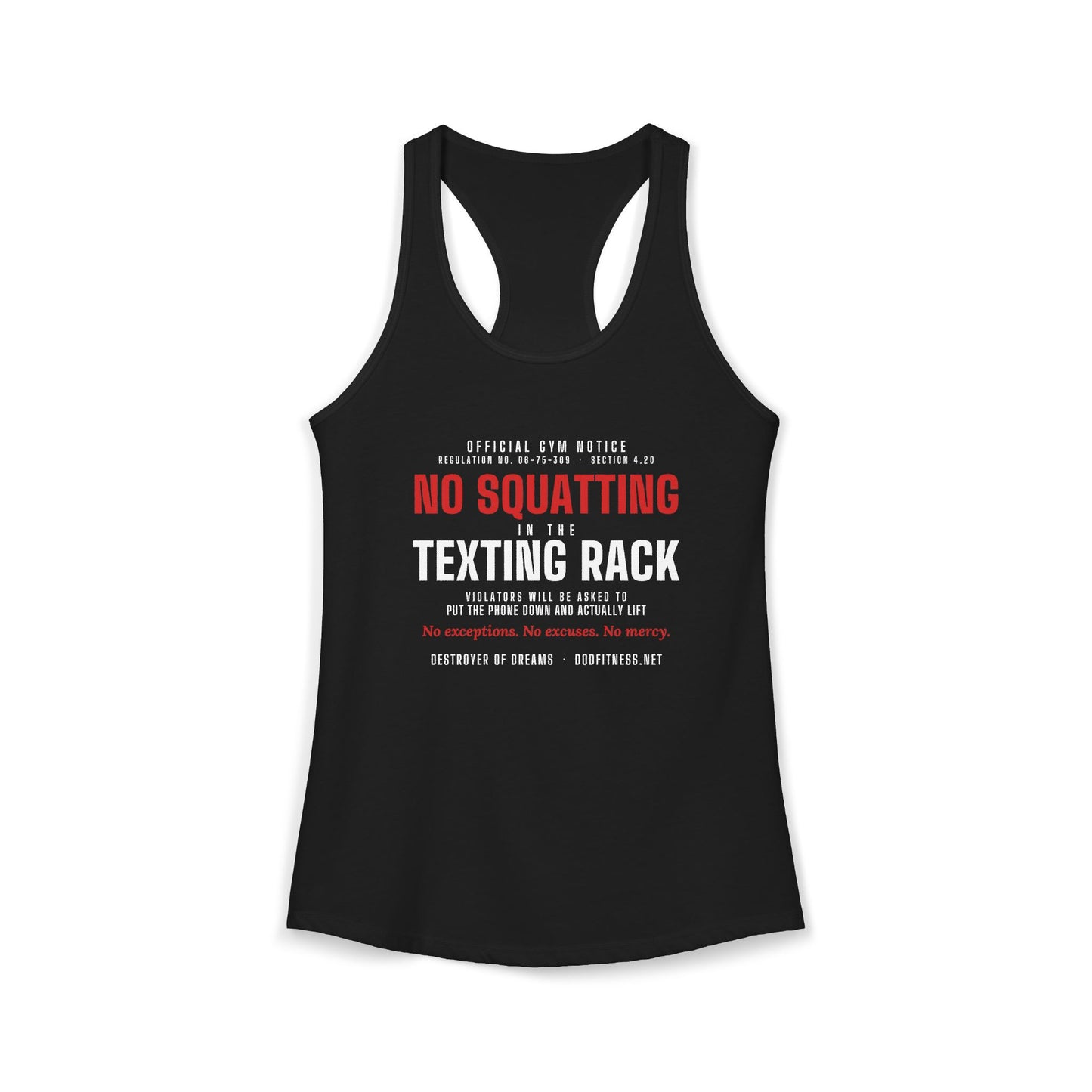DoD Fitness - No Squatting Texting Rack Women's Tank