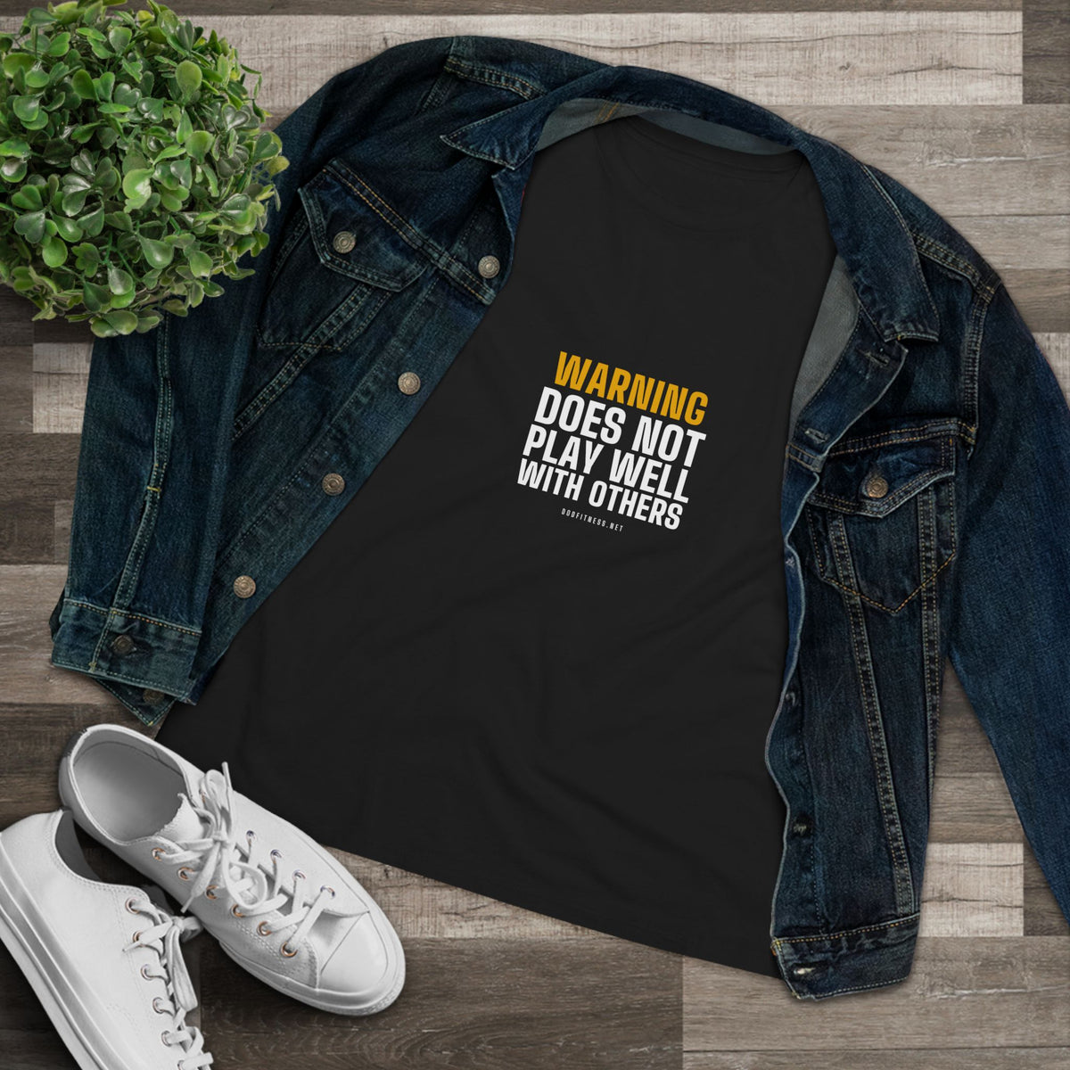 Warning Label women's tee - funny gym shirt by DoD Fitness