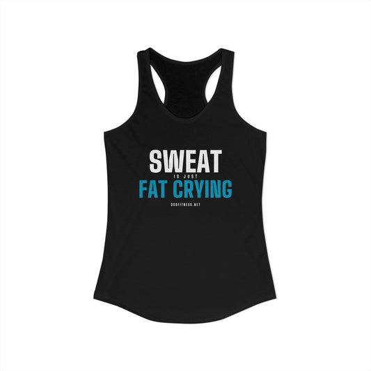 Fat Crying Frown women's racerback tank in Solid Black - funny gym tank by DoD Fitness