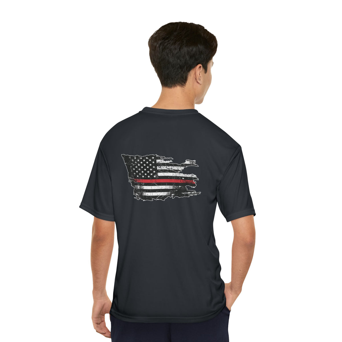 Thin Red Line moisture wicking shirt - funny gym shirt by DoD Fitness