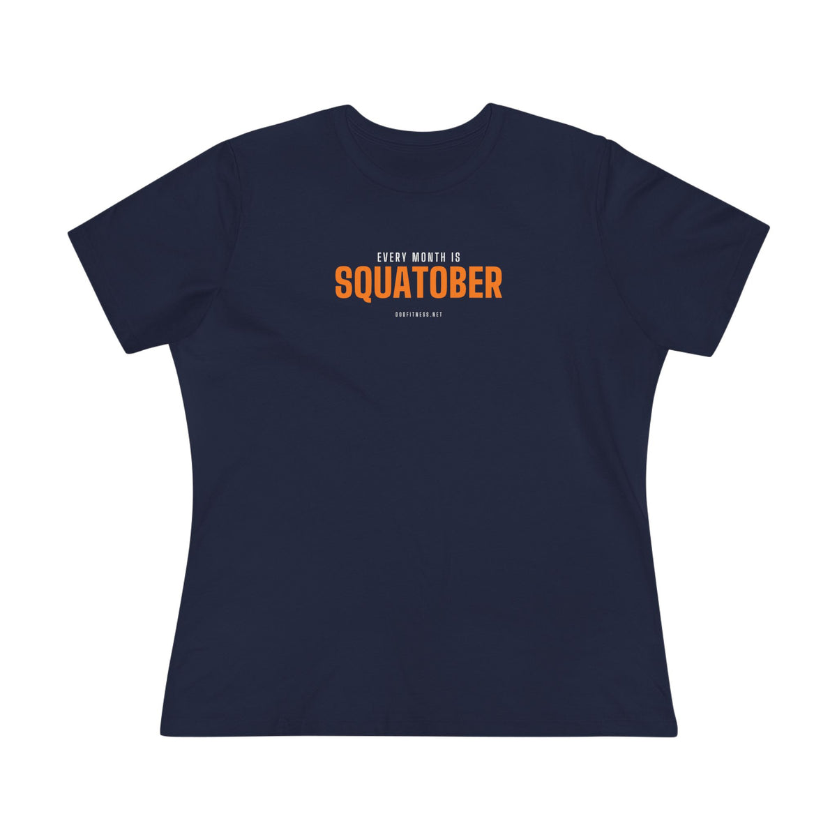 Squatober women's tee in Navy - funny gym shirt by DoD Fitness