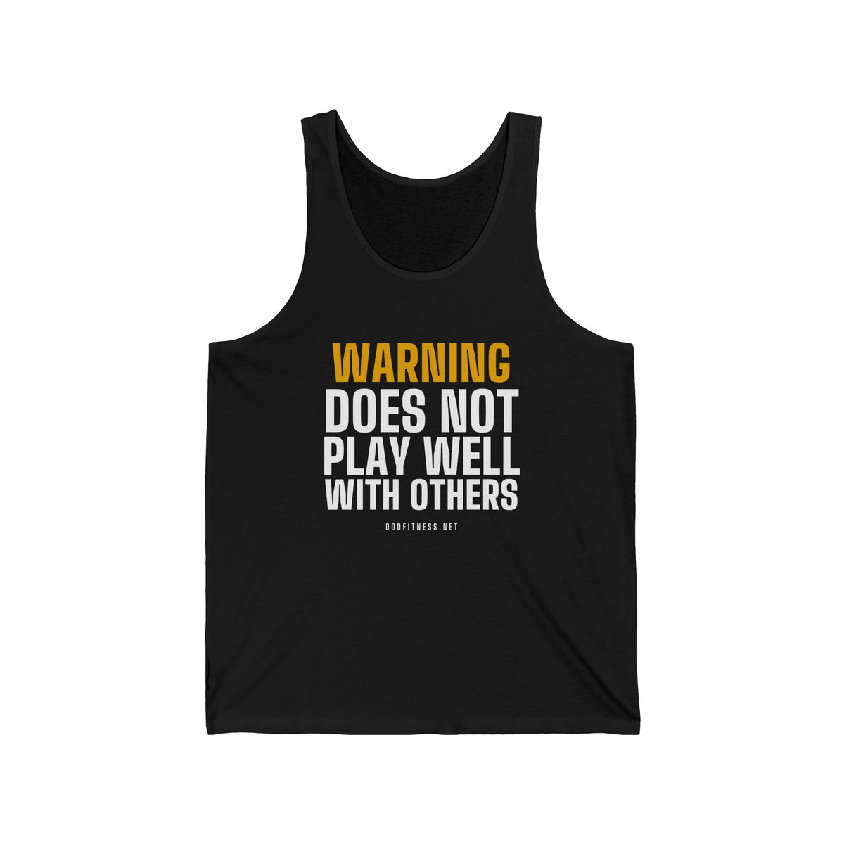 Warning Label men's tank in Black - funny gym tank by DoD Fitness