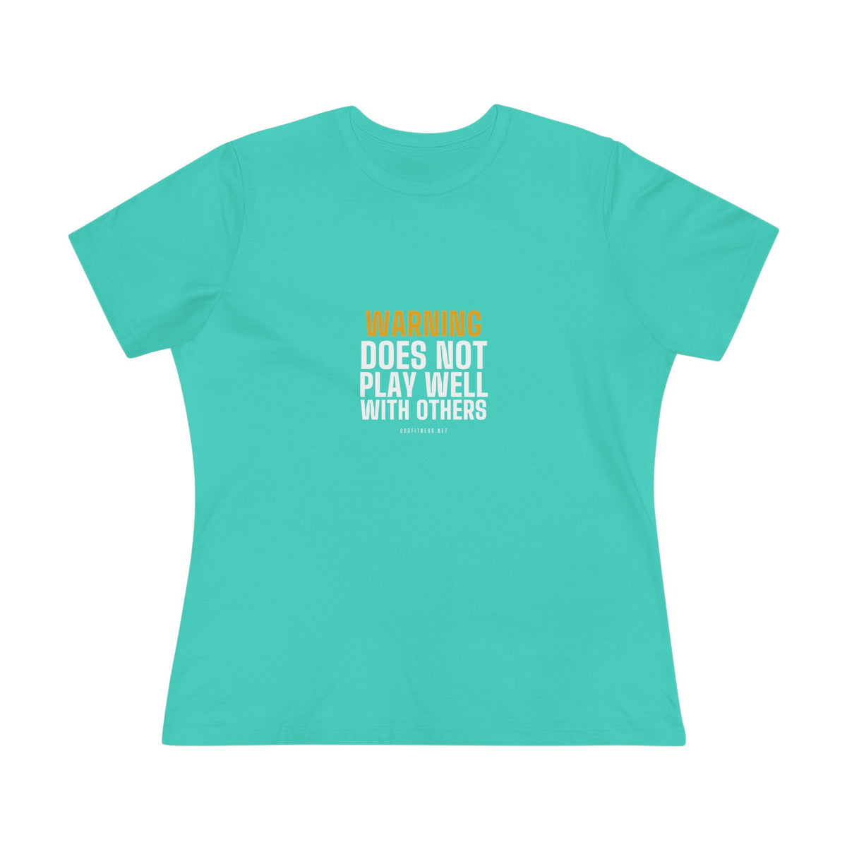 Warning Label women's tee in Teal - funny gym shirt by DoD Fitness