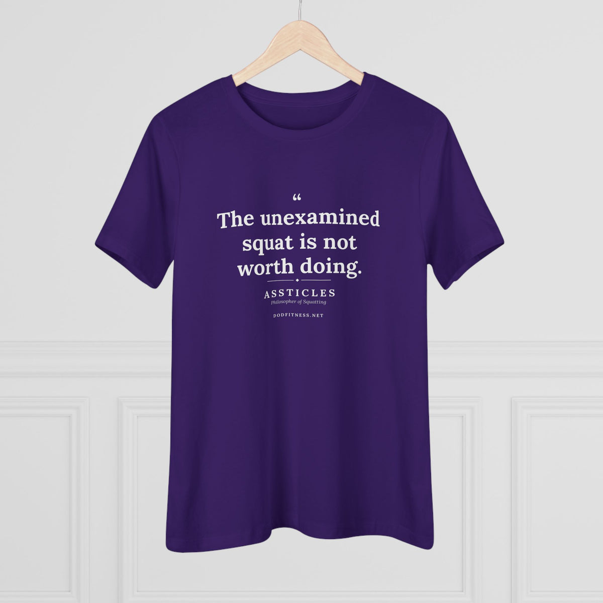 Assticles - The Unexamined Squat women's tee - funny gym shirt by DoD Fitness