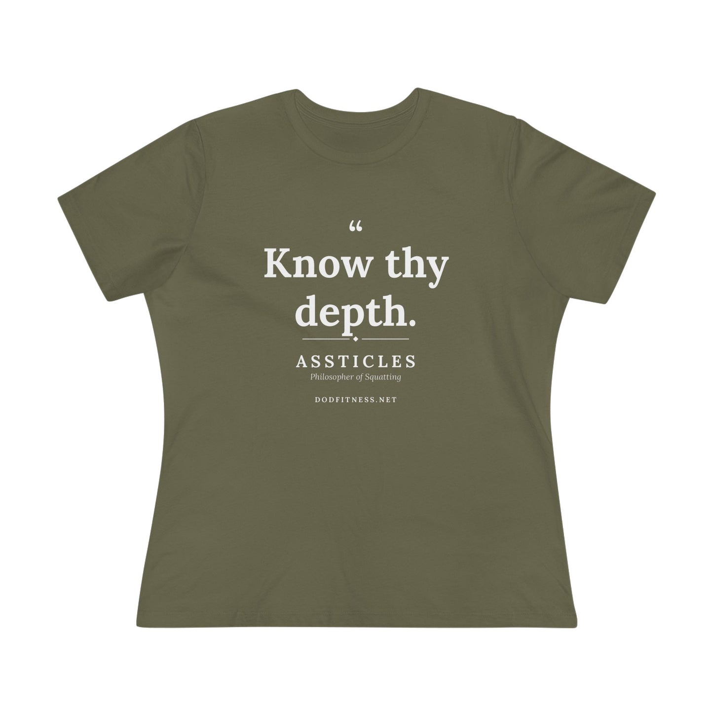 Assticles - Know Thy Depth women's tee - funny gym shirt by DoD Fitness