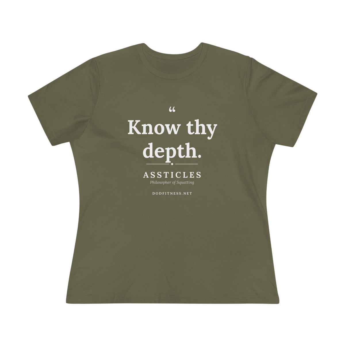 Assticles - Know Thy Depth women's tee - funny gym shirt by DoD Fitness