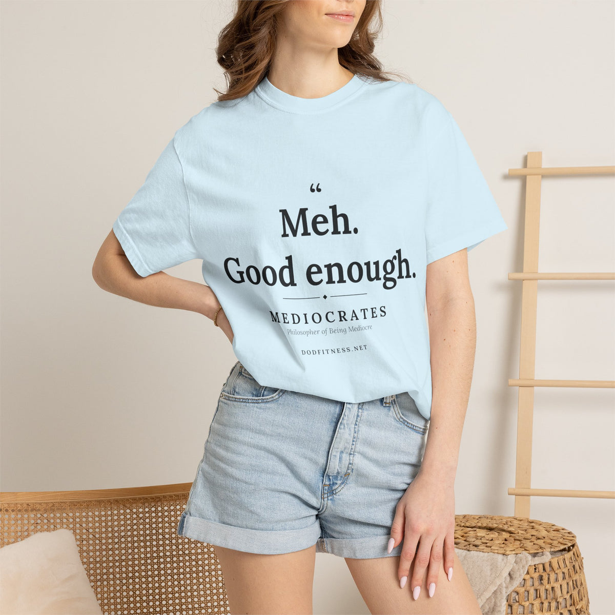Mediocrates - Meh Good Enough men's tee in Chambray - funny gym shirt by DoD Fitness