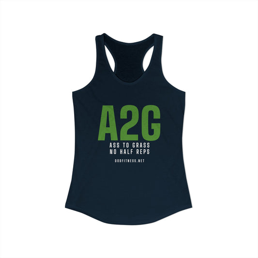 A2G - No Half Reps women's racerback tank in Solid Black - funny gym tank by DoD Fitness