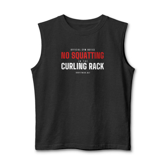 Curling Rack stringer tank in Dark Grey Heather - funny gym tank by DoD Fitness