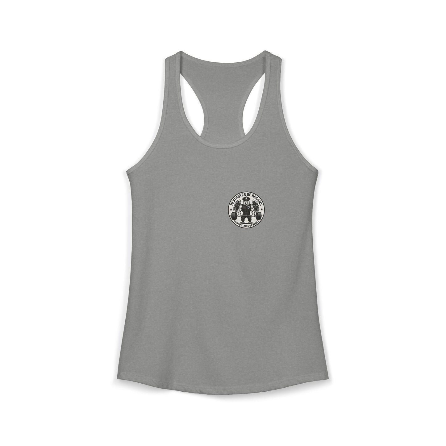 Thin Blue Line women's tank in Heather Grey - funny gym shirt by DoD Fitness