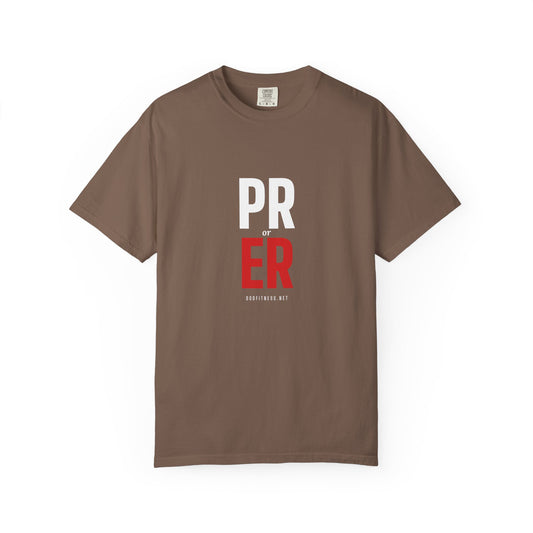 PR or ER men's tee in Espresso - funny gym shirt by DoD Fitness